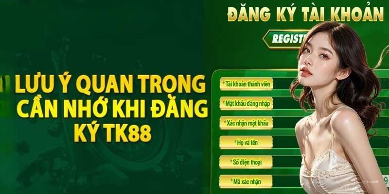 Lưu ý cần thiết về việc đăng ký tại TK88